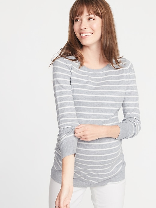 View large product image 1 of 1. Maternity Fitted Crew-Neck Sweater