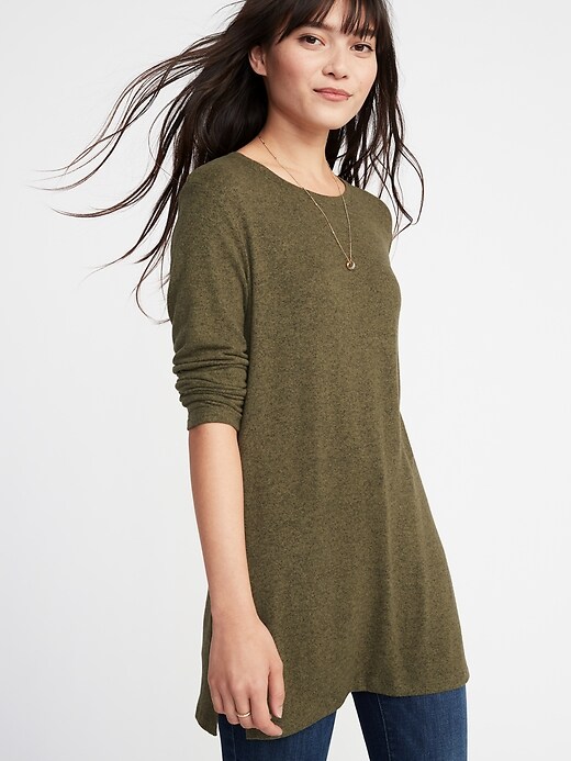 View large product image 1 of 1. Relaxed Plush-Knit Tunic Tee for Women