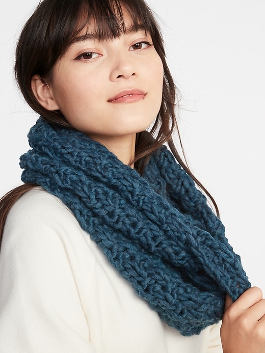 View large product image 1 of 2. Textured Basket-Weave Infinity Scarf for Women
