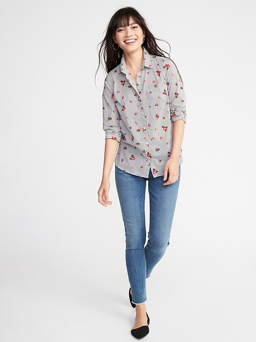 Image number 3 showing, Relaxed Printed Classic Shirt for Women