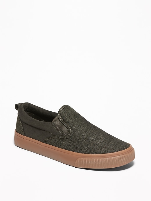 View large product image 1 of 3. Textured Twill Slip-Ons for Boys