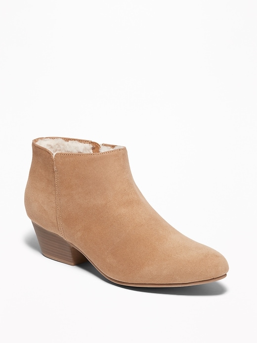 Image number 1 showing, Faux-Suede Sherpa-Lined Booties for Women