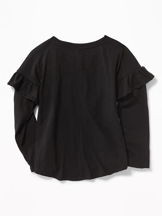 View large product image 2 of 2. Graphic Ruffle-Trim Top for Girls