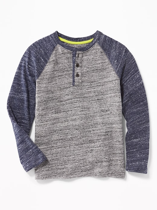 View large product image 1 of 3. Color-Block Raglan-Sleeve Henley For Boys