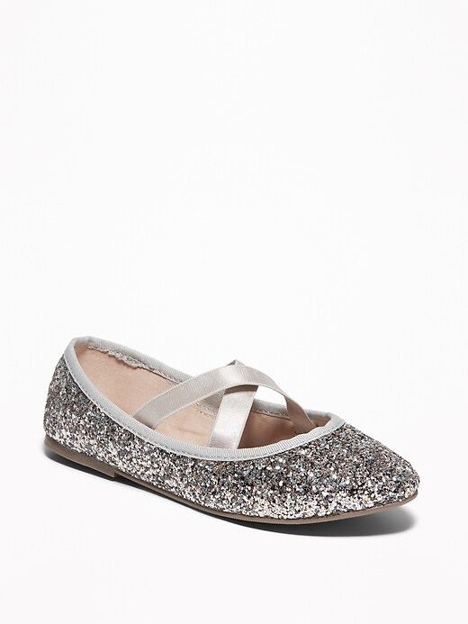 View large product image 1 of 1. Glitter Elastic-Strap Ballet Flats for Girls