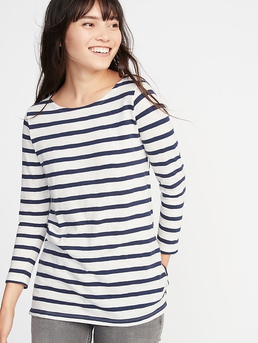 Image number 1 showing, Relaxed Mariner-Stripe Tee for Women