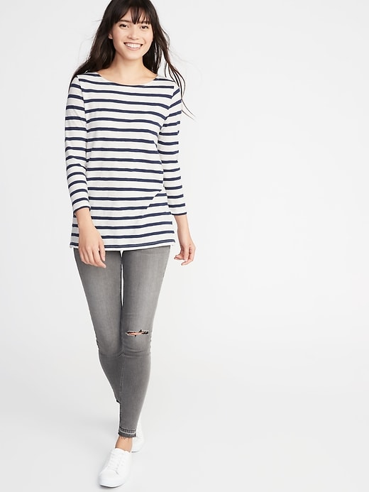 Image number 3 showing, Relaxed Mariner-Stripe Tee for Women