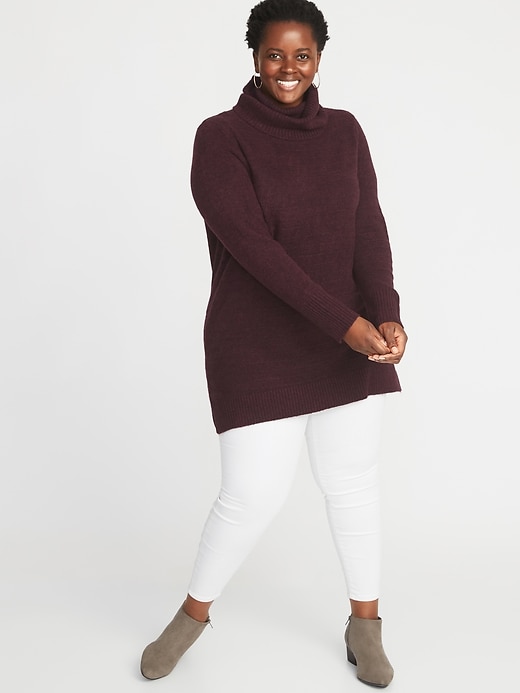 Image number 3 showing, Plus-Size Turtleneck Tunic Sweater