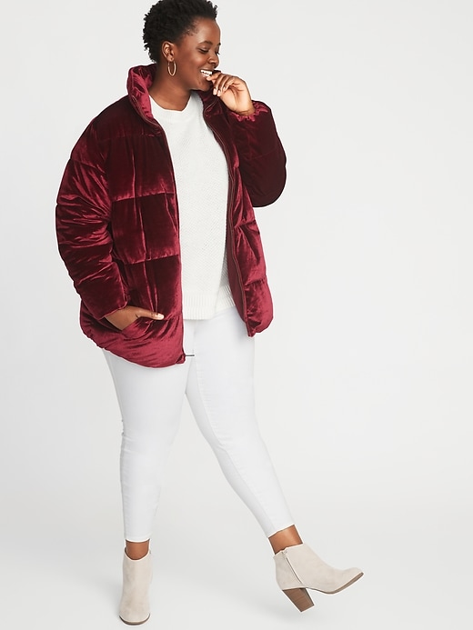 Image number 3 showing, Frost-Free Velvet Plus-Size Puffer Jacket