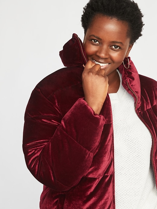 Image number 4 showing, Frost-Free Velvet Plus-Size Puffer Jacket