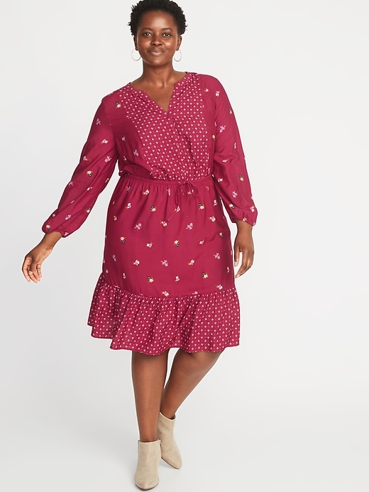 View large product image 1 of 1. Waist-Defined Plus-Size No-Peek Dress