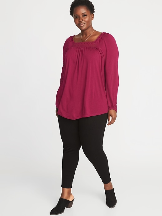 Image number 3 showing, Relaxed Plus-Size Crochet-Trim Top