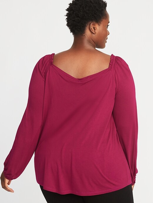 Image number 2 showing, Relaxed Plus-Size Crochet-Trim Top