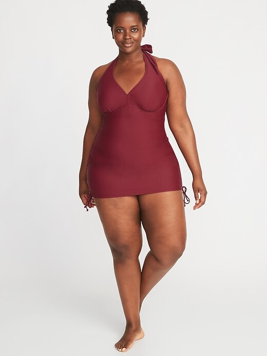Image number 3 showing, Secret-Slim Plus-Size Halter Swim Dress