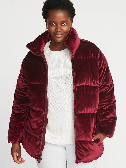 Image number 1 showing, Frost-Free Velvet Plus-Size Puffer Jacket
