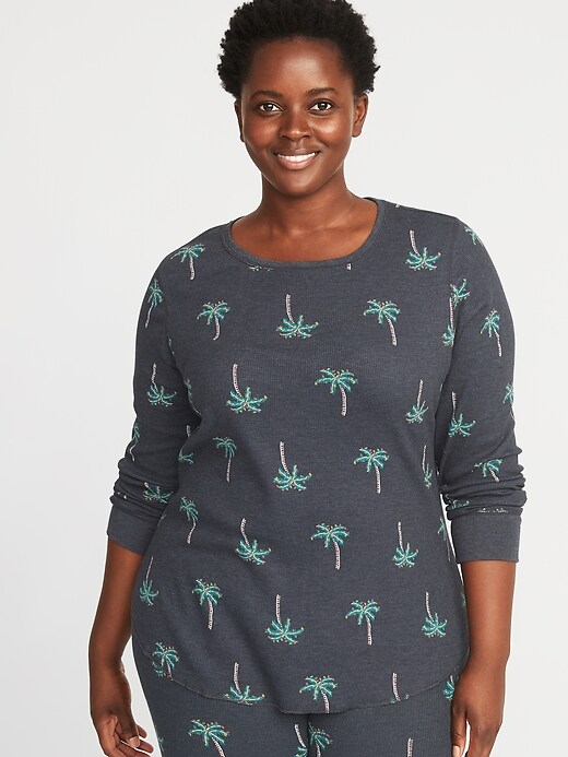 View large product image 1 of 1. Printed Plus-Size Thermal Top