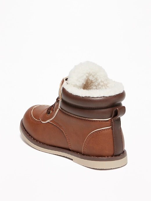 View large product image 2 of 4. Faux-Leather Sherpa-Lined Hiking Boots For Toddler Boys