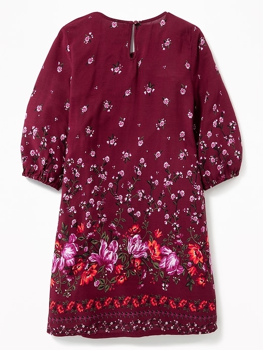 View large product image 2 of 3. Floral-Print 3/4-Sleeve Swing Dress for Girls