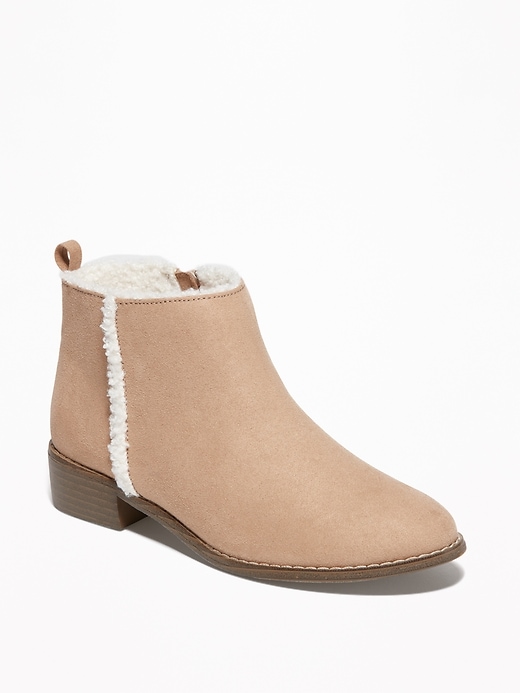 View large product image 1 of 3. Faux-Suede Sherpa-Lined Boots for Girls