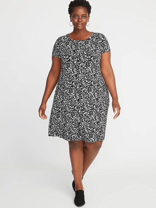 Image number 1 showing, Short-Sleeve Plus-Size Jersey-Knit Swing Dress
