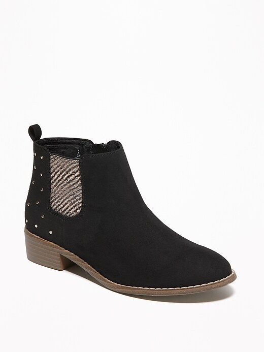 View large product image 1 of 3. Embellished Faux-Suede Chelsea Boots for Girls