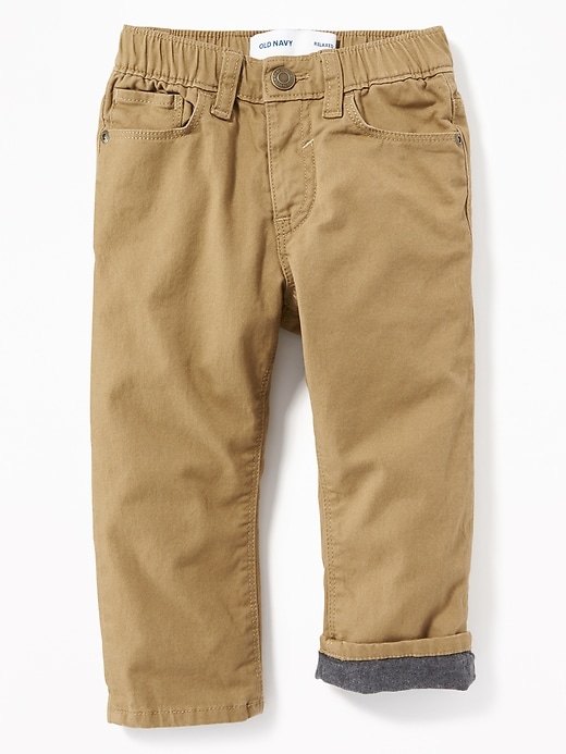 View large product image 1 of 1. Relaxed Flannel-Lined Pull-On Pants for Toddler Boys