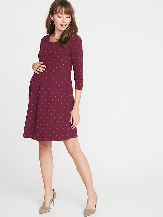 View large product image 1 of 1. Maternity Jersey Fit & Flare Dress