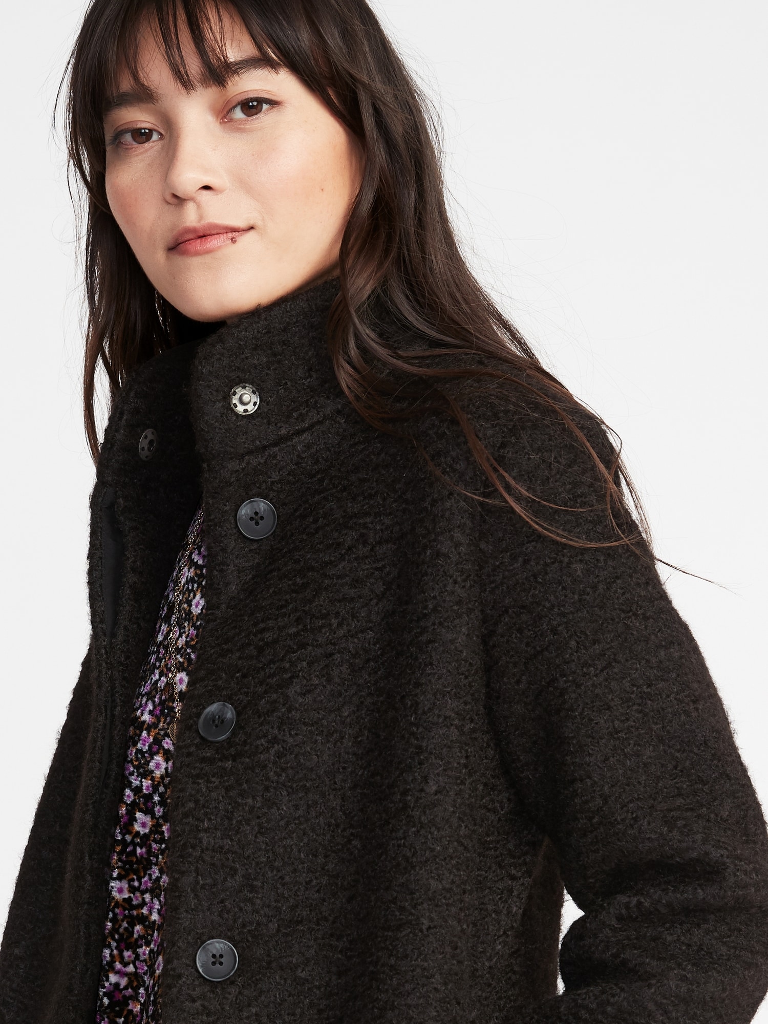 Mock neck boucle sale coat old navy