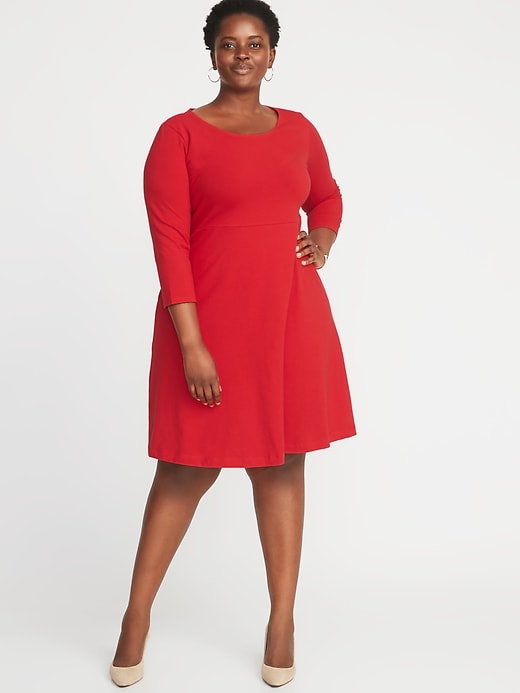 Image number 1 showing, Fit & Flare Plus-Size Scoop-Neck Dress