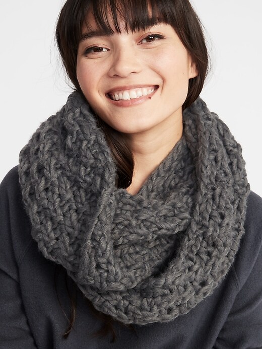View large product image 1 of 2. Textured Basket-Weave Infinity Scarf for Women