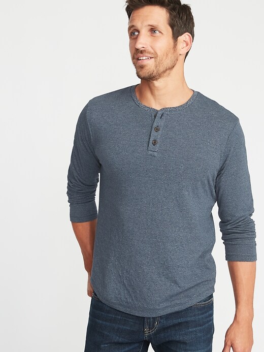 View large product image 1 of 1. Double-Knit Long-Sleeve Henley