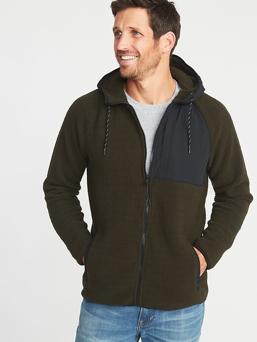 View large product image 1 of 1. Go-Warm Sherpa Nylon-Trim Hooded Jacket