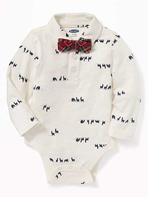 View large product image 1 of 3. Llama-Print Bodysuit & Plaid Bow-Tie Set for Baby
