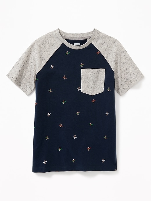 View large product image 1 of 3. Printed Color-Block Raglan-Sleeve Tee for Boys