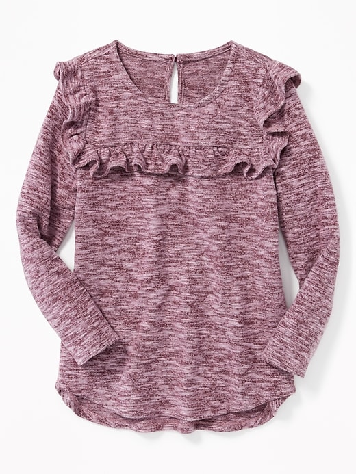 View large product image 1 of 3. Sweater-Knit Ruffled-Yoke Top for Girls
