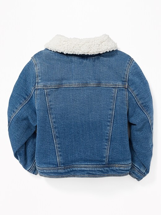 View large product image 2 of 4. Sherpa-Lined Denim Trucker Jacket for Toddler Girls