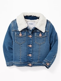 View large product image 4 of 4. Sherpa-Lined Denim Trucker Jacket for Toddler Girls