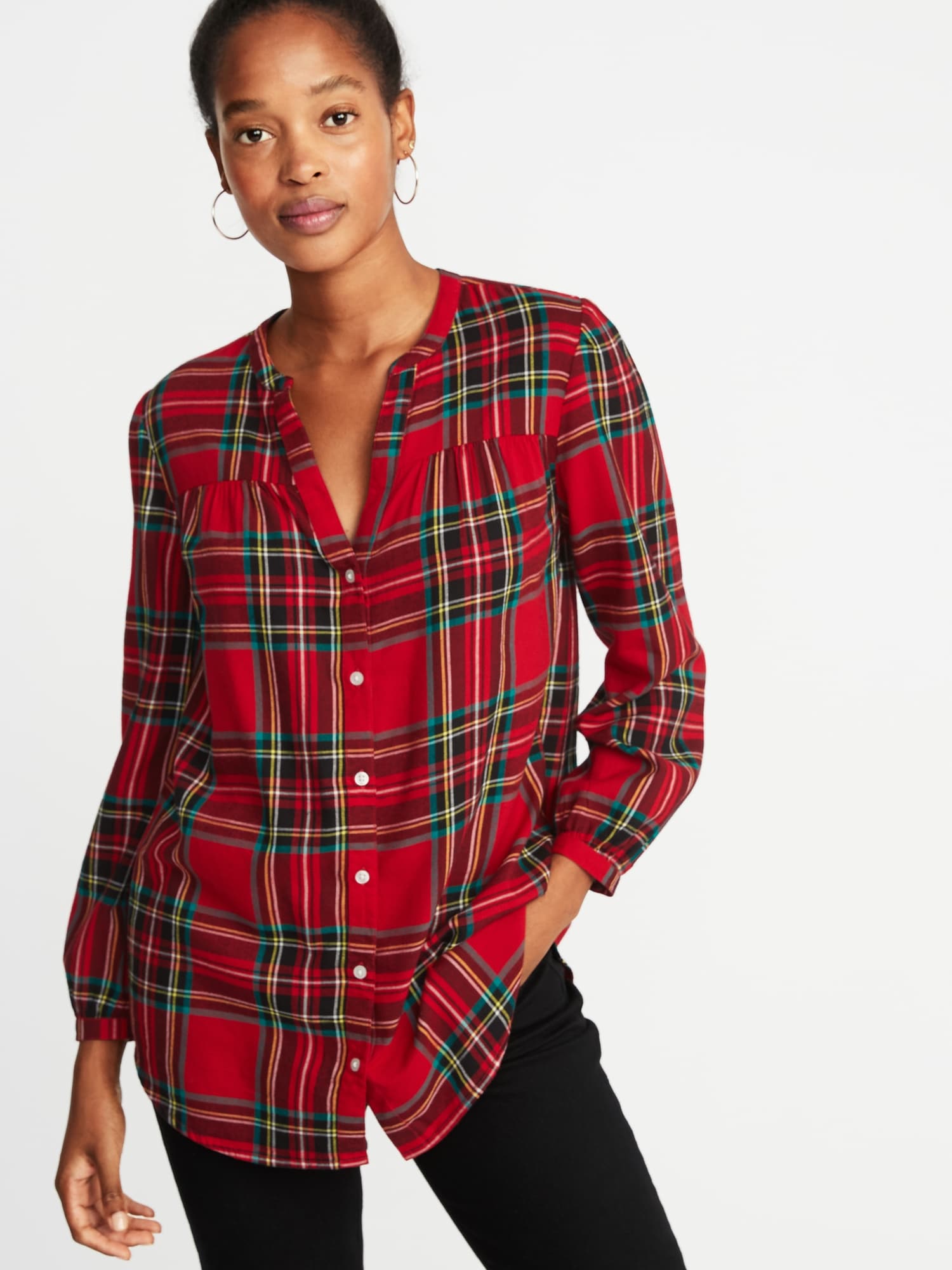Relaxed Shirred Tunic Shirt for Women | Old Navy