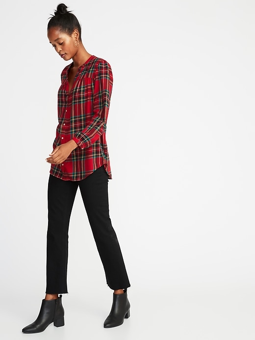 Image number 3 showing, Relaxed Shirred Tunic Shirt for Women
