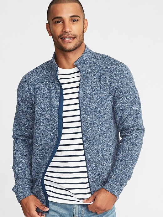 View large product image 1 of 1. Mock-Neck Sweater-Knit Fleece Jacket