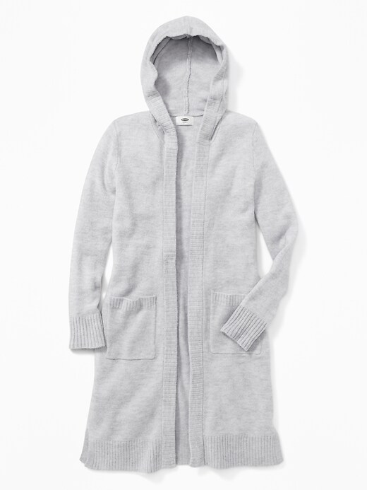 View large product image 1 of 1. Relaxed Super-Long Open-Front Hoodie for Girls