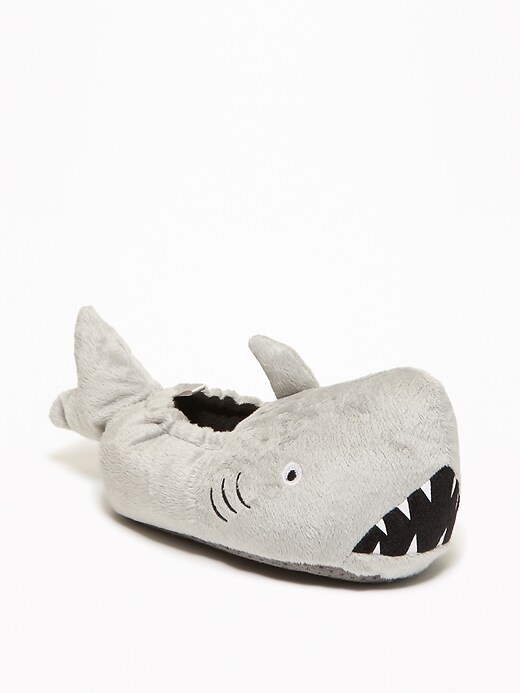 View large product image 1 of 4. Plush Shark Slippers For Toddler Boys