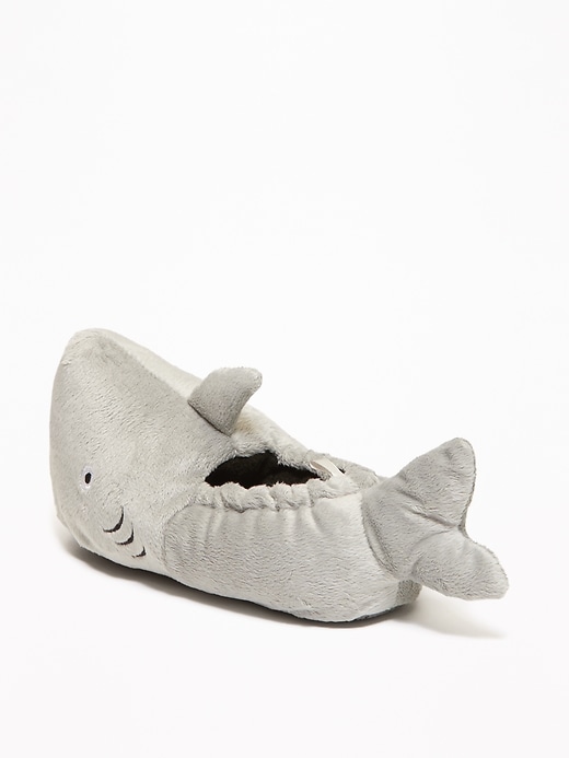 View large product image 2 of 4. Plush Shark Slippers For Toddler Boys