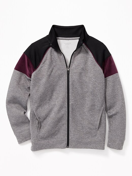 View large product image 1 of 3. Go-Dry Color-Block Velour-Trim Track Jacket For Boys