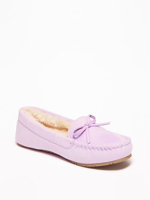 View large product image 1 of 3. Sueded Faux-Fur Lined Moccasins for Girls