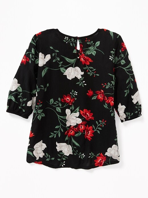 View large product image 2 of 3. Printed Crepe 3/4-Sleeve Blouse for Girls