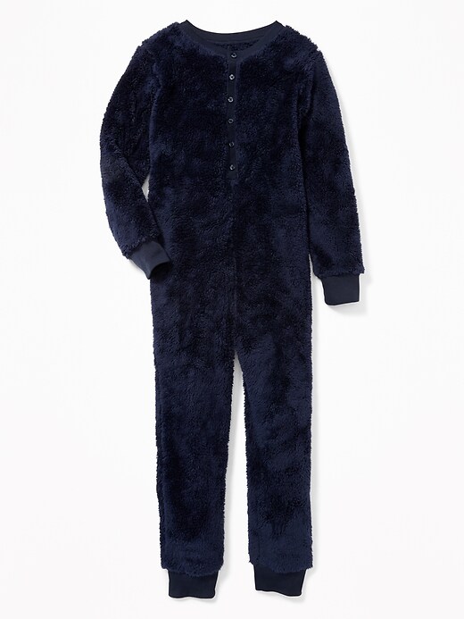 View large product image 1 of 1. Sherpa Henley One-Piece Sleeper for Boys