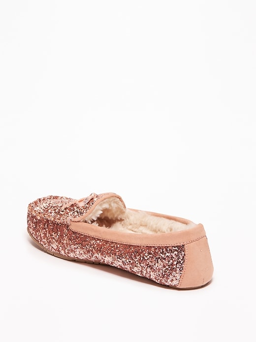 Image number 4 showing, Glitter Sherpa-Lined Moccasin Slippers for Women