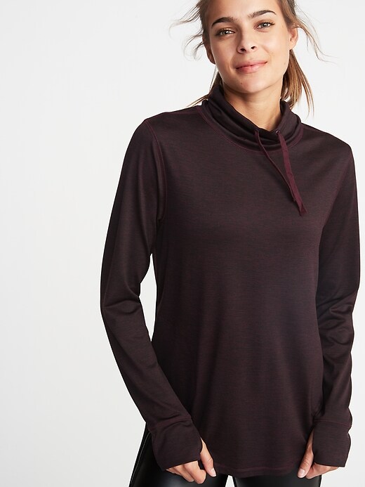 Image number 1 showing, Micro-Stripe Funnel-Neck Performance Pullover for Women