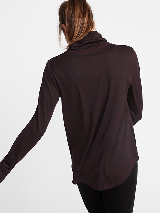 Image number 2 showing, Micro-Stripe Funnel-Neck Performance Pullover for Women